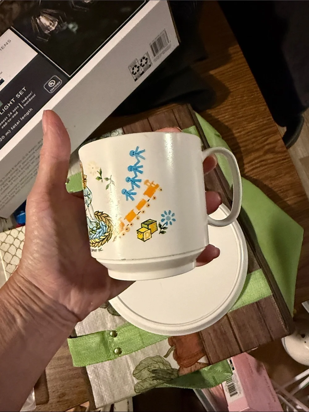 Children's 2-Piece Plate and Cup Set - White with Multicolor Illustration